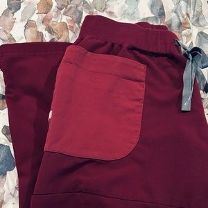 Figs RARE burgundy technical collection patch pocket pants